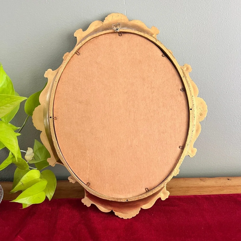 Vintage 1957 Universal Statuary Corp Gold Ornate Oval Wall Mirror Chicago